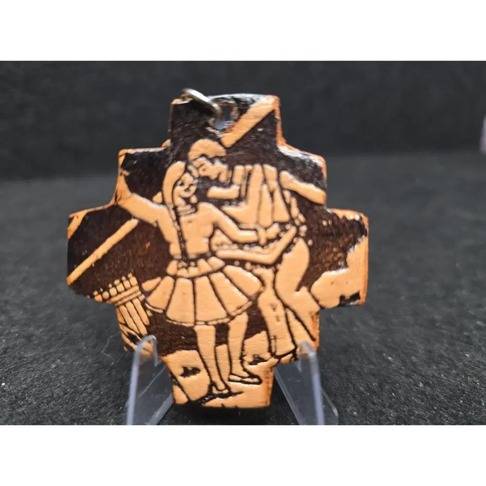 Vintage Bolivia Souvenir Keychain Leather and Fabric Dancers